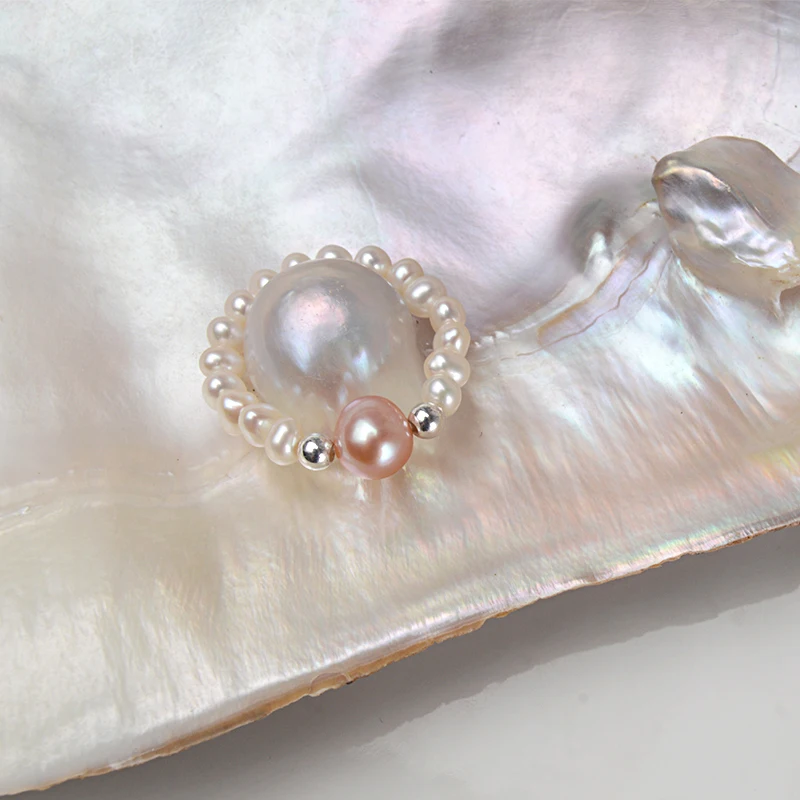 Женское кольцо с натуральным пресноводным жемчугом ASHIQI ювелирное изделие двумя