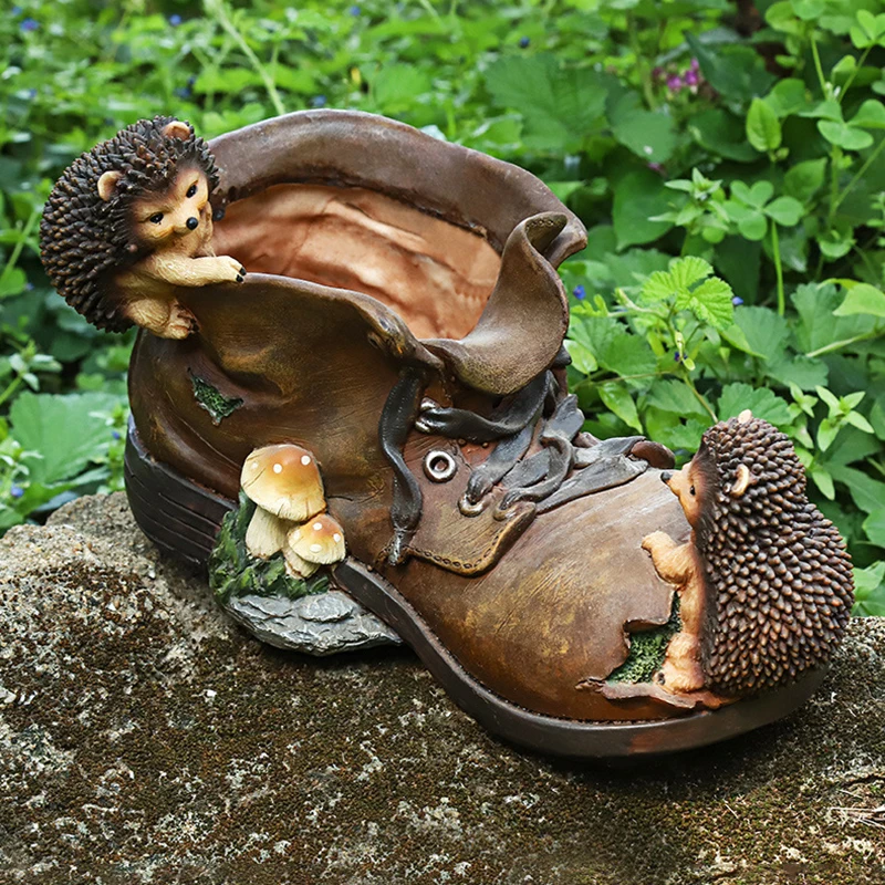 

Wholesale Hedgehogs Garden Figure Simulation Animal Ornaments Cartoon Squirrel Hedgehogs Flower Jar Resin Handicrafts ED889