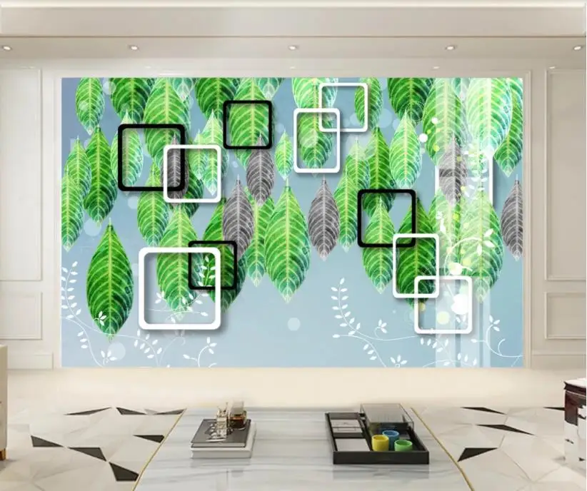 

3D-обои на заказ с листьями, настенные бумаги с геометрическими линиями, домашний декор, рулон обоев для гостиной, спальни