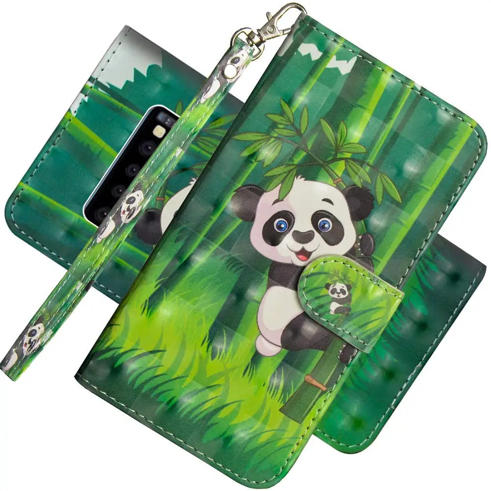 Panda 3D чехол-кошелек для samsung Galaxy S10 S9 S8 Plus S10E чехол из искусственной кожи с подставкой Чехол для samsung Galaxy Note 10 Plus - Цвет: Panda