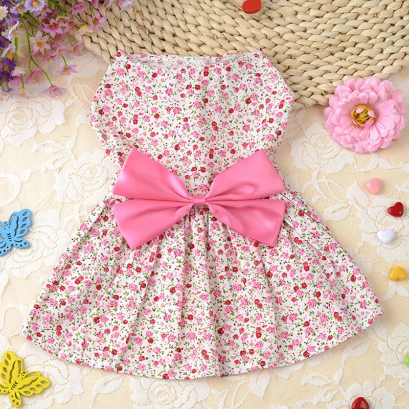 

Summer Dog Clothes Floral Dog Dress Puppy Skirt Pet Princess Wedding Dress With Bowknot Chihuahua Clothing For Small Dogs Cats