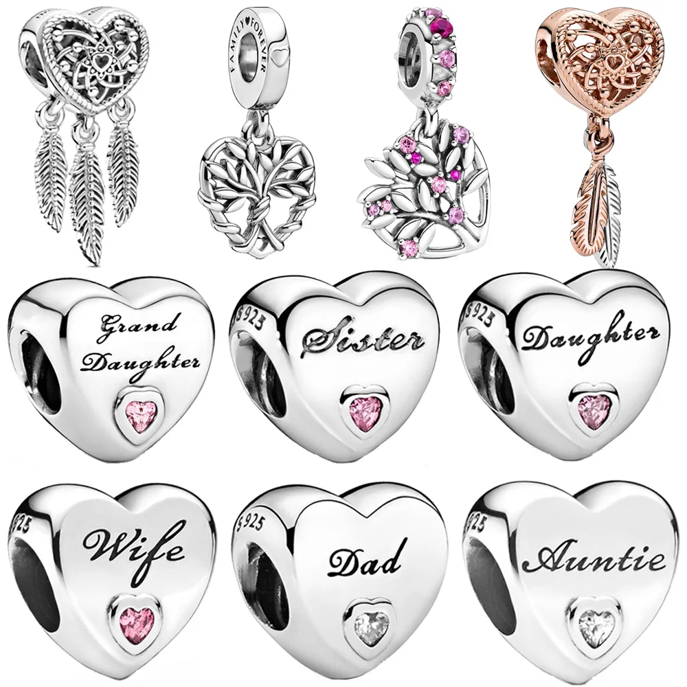 

Hot Sale 925 Sterling Silver Heart Shape Charms Beads Fit Original Pandora Bracelet Silver Jewelry Making 49 Types Available