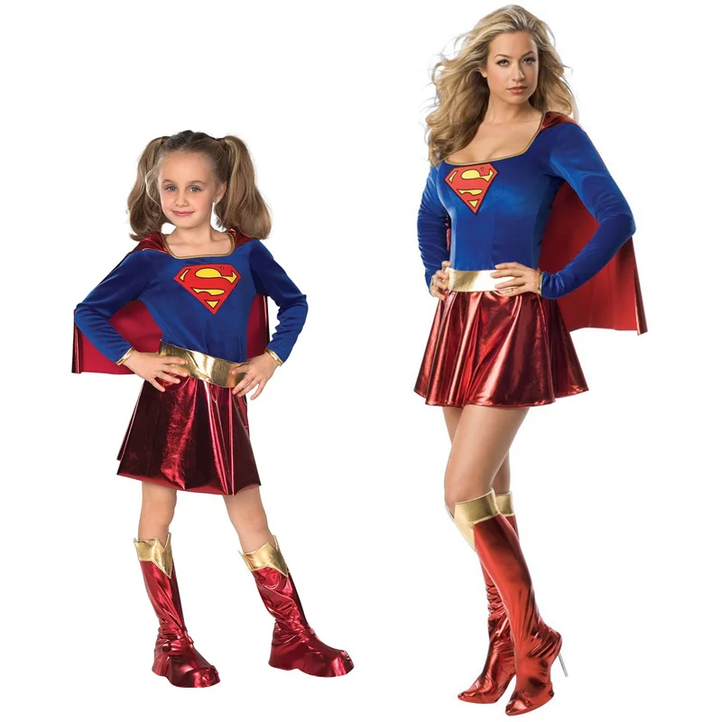 

Halloween Purim Women Girls Superwomen Supergirl Cosplay Costume Superhero Fantasy Fancy Dress