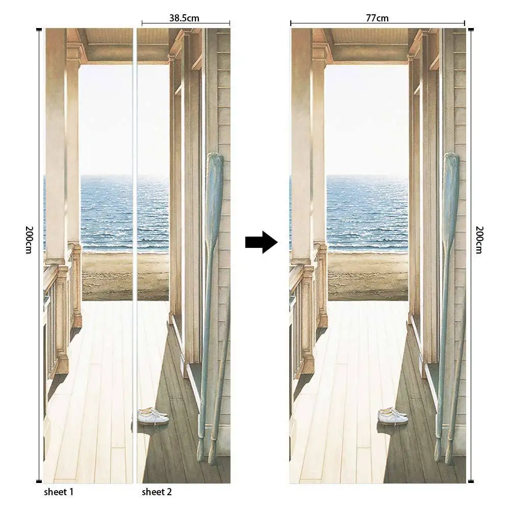 

Waterproof simulation creative door stickers self-adhesive paper decoration bedroom living room wall stickers door stickers cros