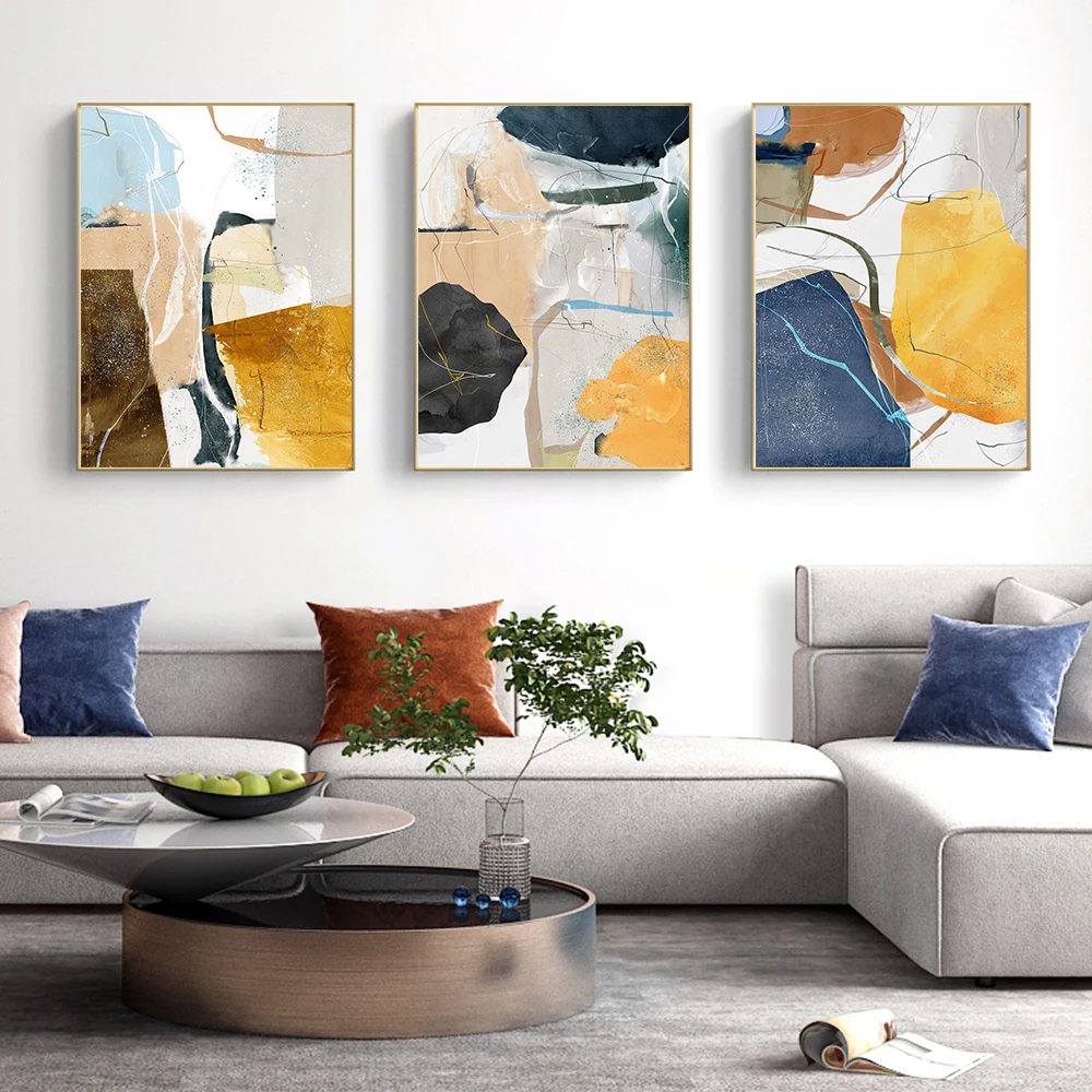 

Abstract Gold Canvas Print Painting Minimalist Golden Poster Home Decor Wall Art Pictures for Living Room Bedroom Aisle Studio
