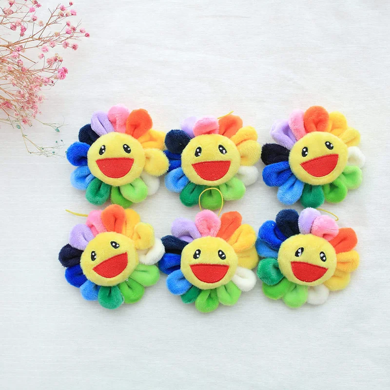 10 шт./лот искусственный цветок радуга Подсолнух плюшевая брошь сумка висячие