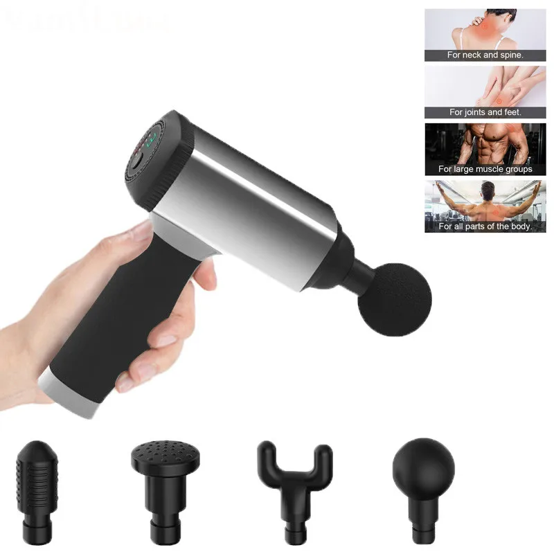 Массажная пушка для разгрузки мышц с высокочастотной вибрацией глубокого стимулятора для расслабления тела компактная и легкая.