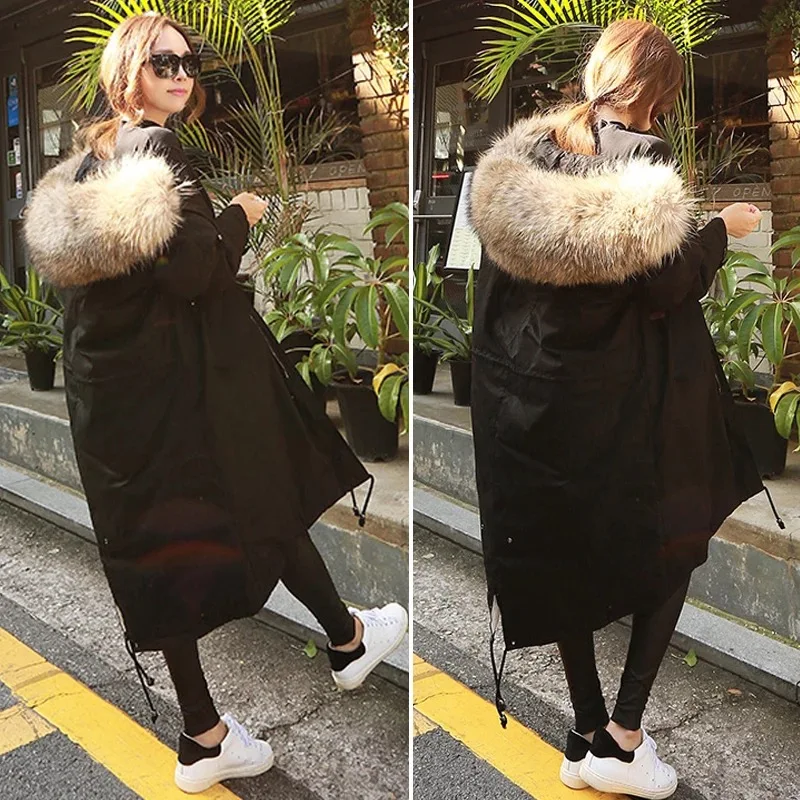 Меховая парка зимняя куртка для женщин пальто с капюшоном большого размера плюс