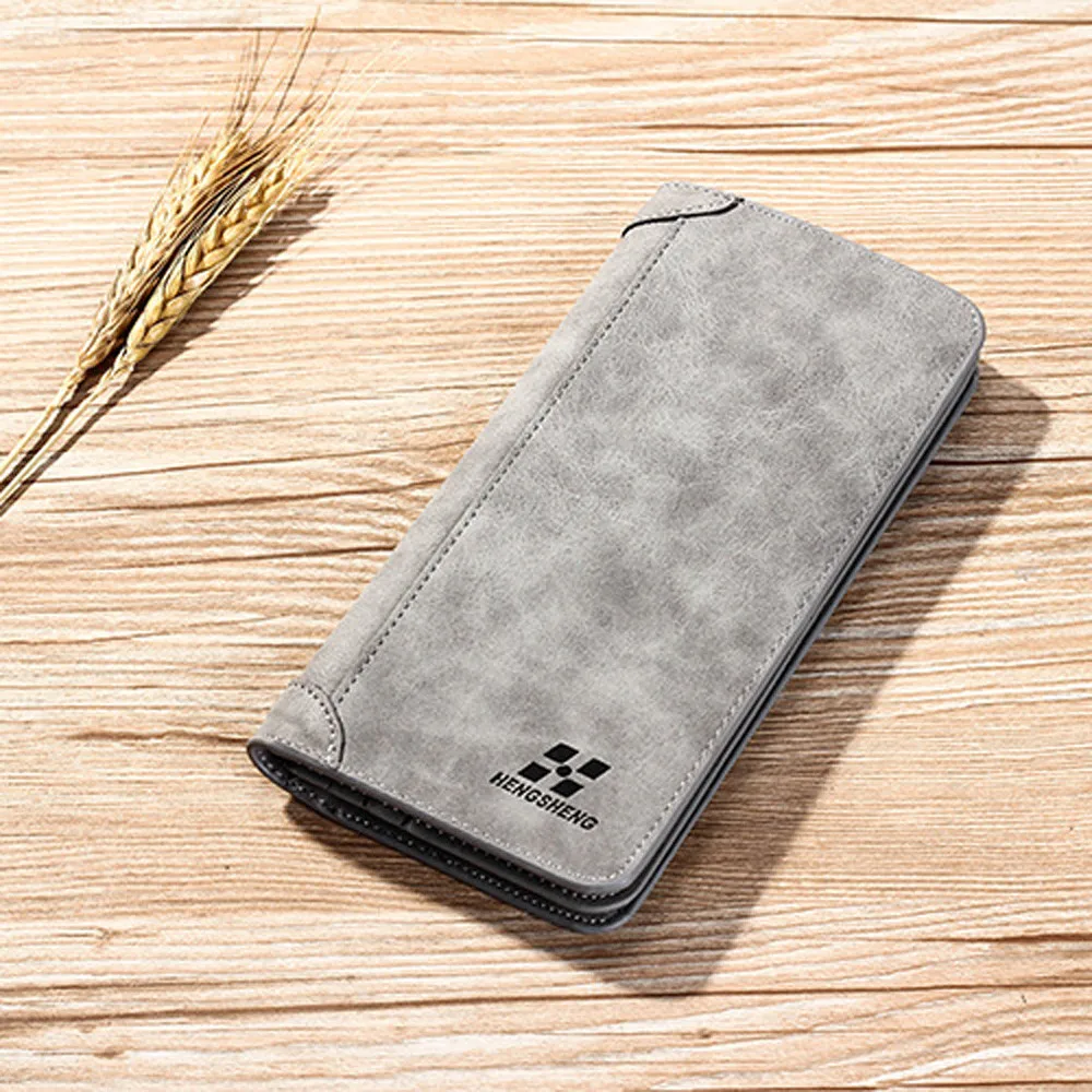 Мужской кошелек тонкий клатч длинный кожаный однотонный мягкий мужской 2019 |