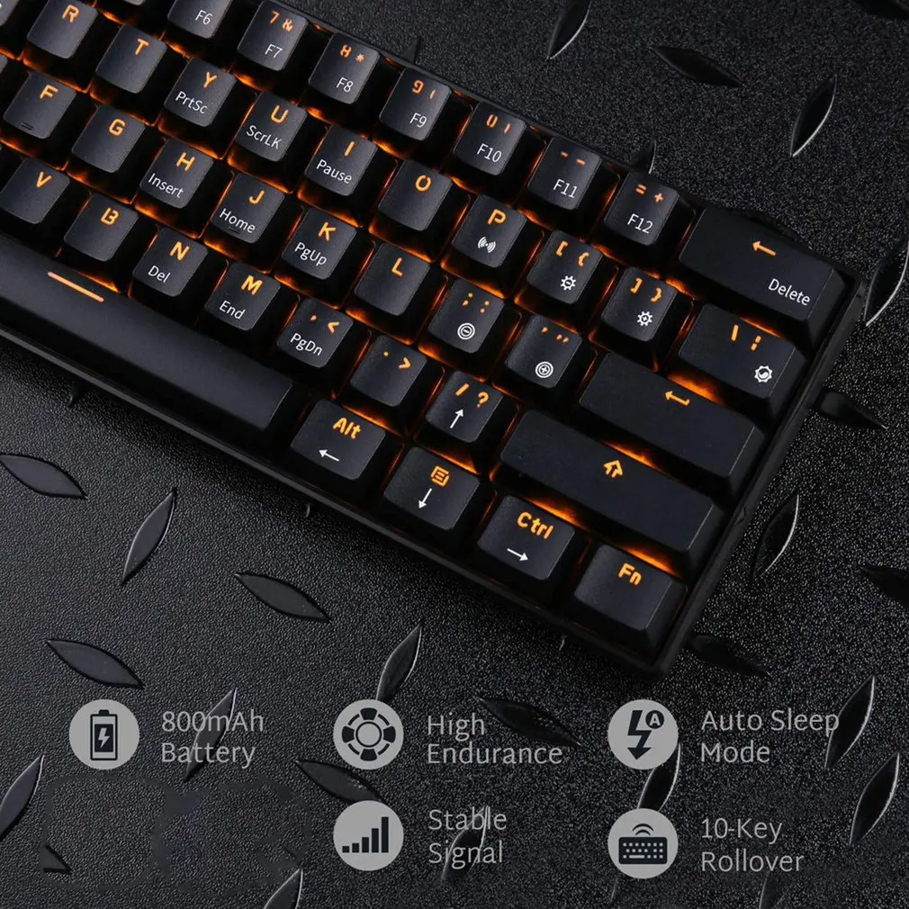 

RK61 Wireless Bluetooth Mechanical Gaming Keyboards Slim 61 Keys RGB Single LED Backlit Multi-Device Green Switch Keyboard