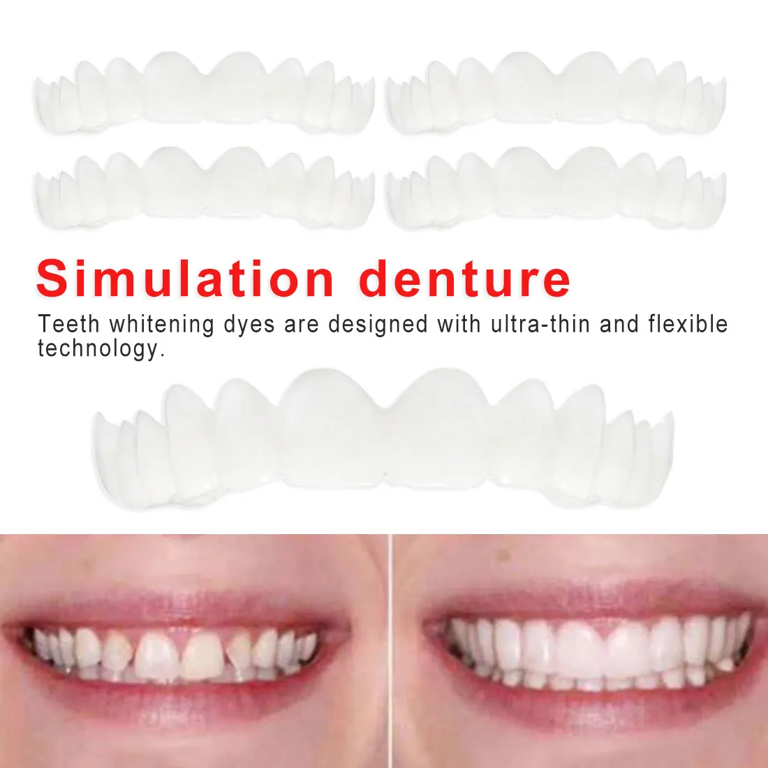 

5/10/15pcs Temporary Denture Teeth Whitening Fake Tooth Cover Cosmetic Denture Upper/Lower Oral Care Perfect Smile Veneers