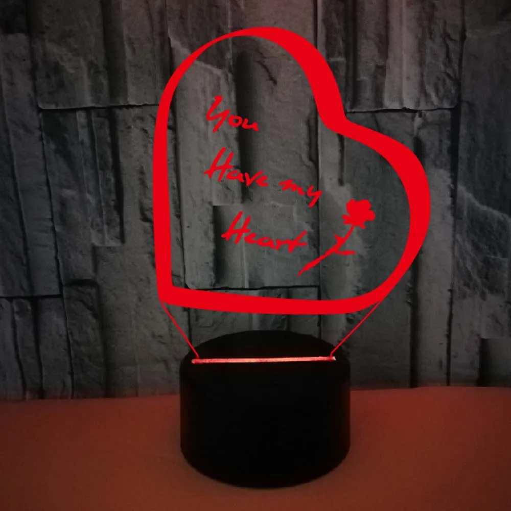 

Valentine's Day Love 3D Night Light Gift Bedroom Decoration Creative LOVE Colorful Touch 3D Lamp for Wedding and Romantic Scene