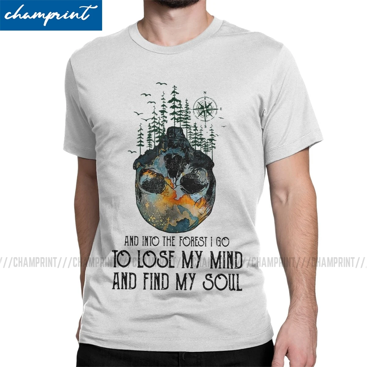Leisure Into The Forest I Go To Lose My Mind Find My Soul T-Shirt Men Crew Neck T Shirts Hippie Nature Camping Tees Gift Idea