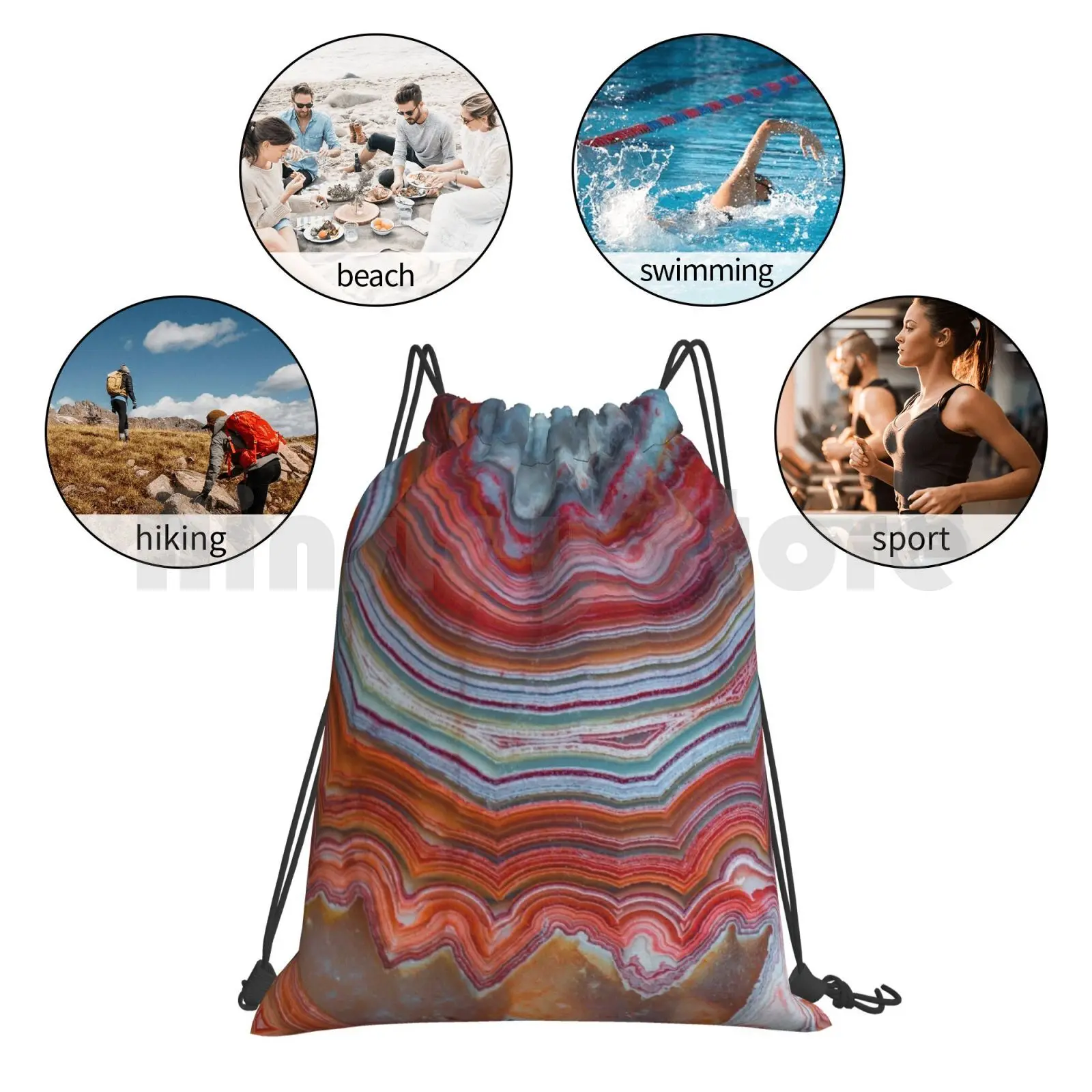 

Crazy Lace Agate Gemstone Macro Backpack Drawstring Bag Riding Climbing Gym Bag Close Up Gemstone Crazy Lace Macro Crystal