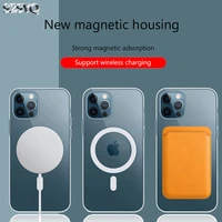 2021 new magnetic adsorption clear phone case for iphone 13 12 pro max mini wireless charging magnet scratch proof hard covers
