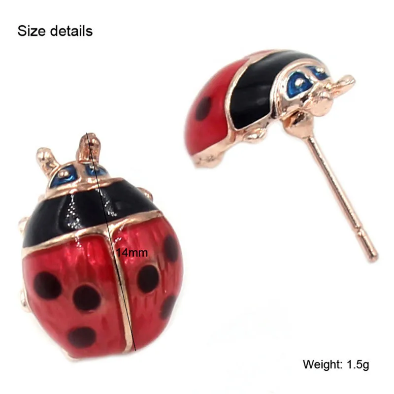 

1 Pair Cute Enamel Ladybug Stud Earrings Small Red Animal Insect Earring For Women Girls Oil Drip Jewelry