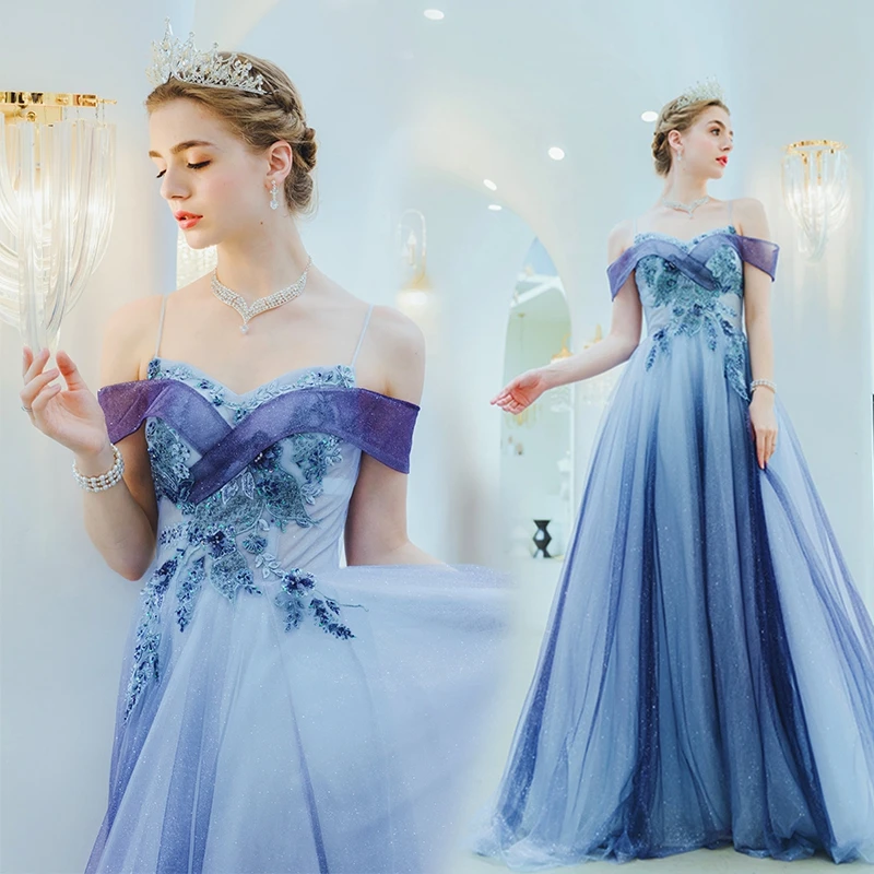 Морское голубое постепенное свадебное платье для свадьбы салюта банкета