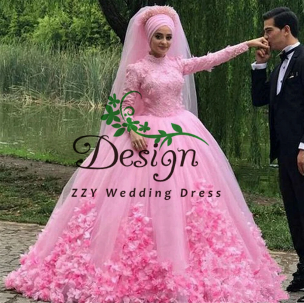 

Romantic Pink Tulle 15 Dress Quinceanera Dresses Lace And Tulle Flowers Appliqued High Neck Vestidos Para 15 Quinceanera Dresses