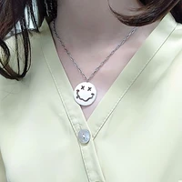 livvy silver color funny smile face necklace simple hip hop for men and women party birthday jewelry gifts