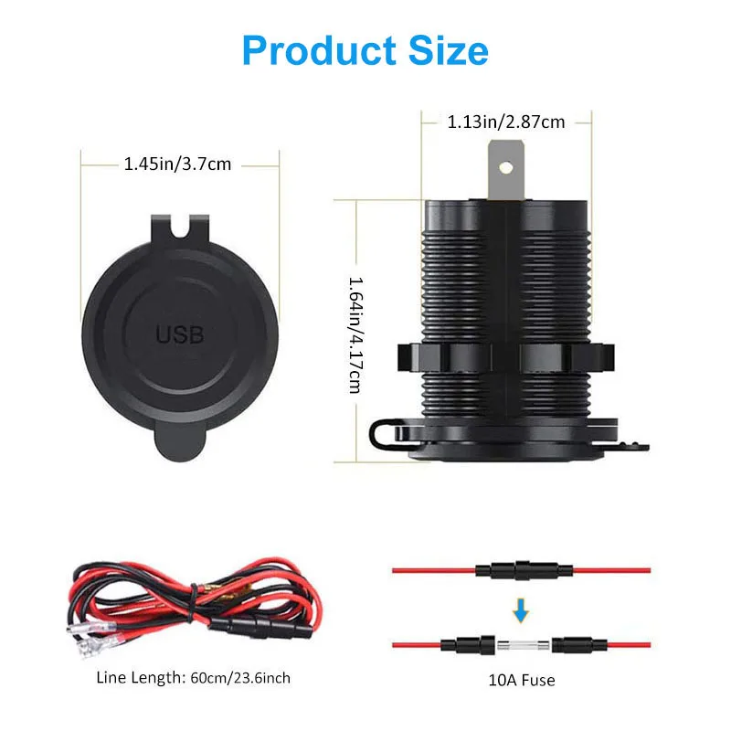 Quick Charge 3 0 Dual USB Мощность розетка с сенсорным выключателем Водонепроницаемый 12V/24V