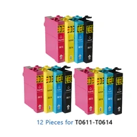 12pcs t0611 compatible ink cartridge for epson stylus d68 d88 dx3800 dx3850 dx4200 dx4250 dx4800 dx4850 printer t0611 t0612 t0613 t0614