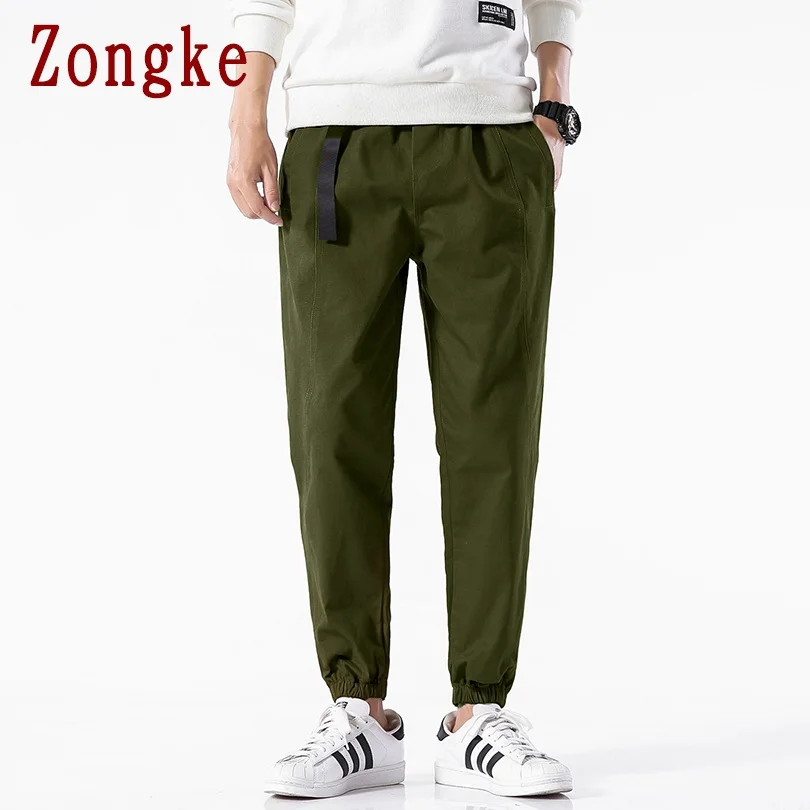 Zongke однотонные мужские штаны для бега брюки Мужские штаны уличная тренировочные штаны-шаровары штаны, мужские брюки 5XL хип хоп Осень новинка