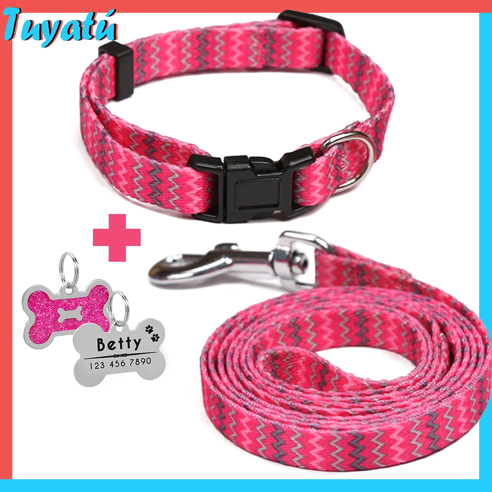 

Персонализированный ошейник для маленькой собаки, поводок, Нейлоновый Регулируемый ошейник для кошек, собак, ожерелье, поводки, наборы для ...