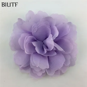 10Pcs 4 Inch Large Fabric Chiffon Flowers With Hair Clip Kids Girls Floral Hairpins DIY Baby Headband Apparel Accessories TH245 3