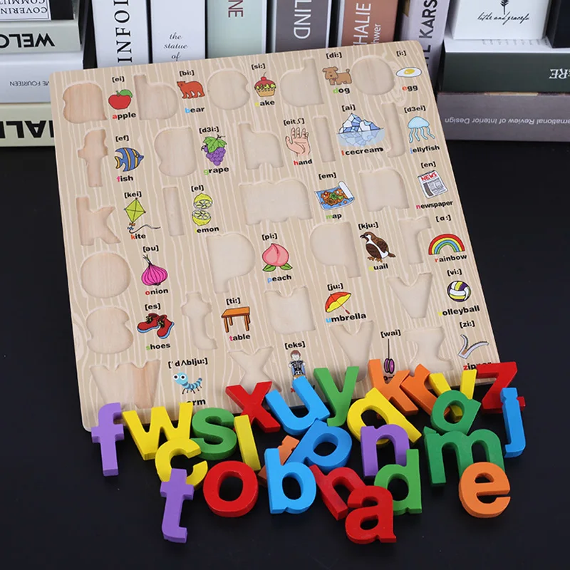 

Kids Learning Capital Letter Lowercase Alphabet Board Language Educational Wooden Toys For Children Letter Scrabble