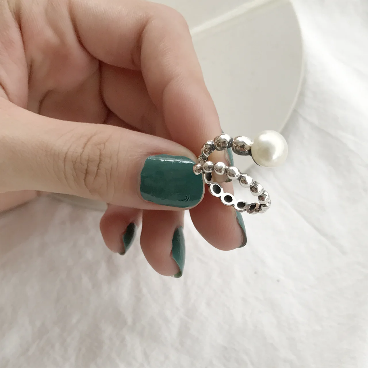 

Регулируемое кольцо из чистого серебра 925 пробы с пресноводным жемчугом