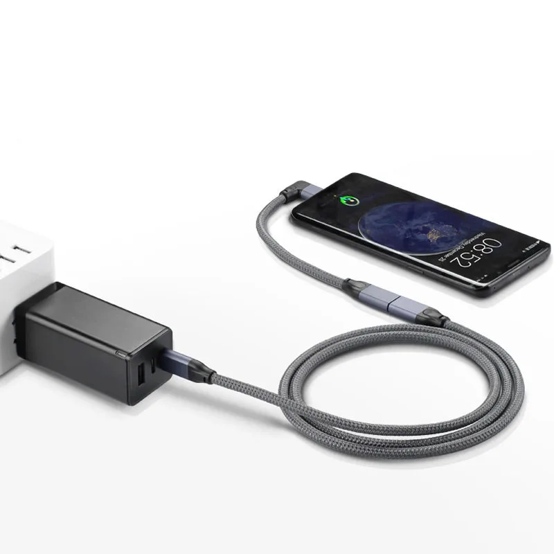 

Left Right Angled USB-C USB 3.1 Type C Male to Female Extension Data Cable with Sleeve for Laptop