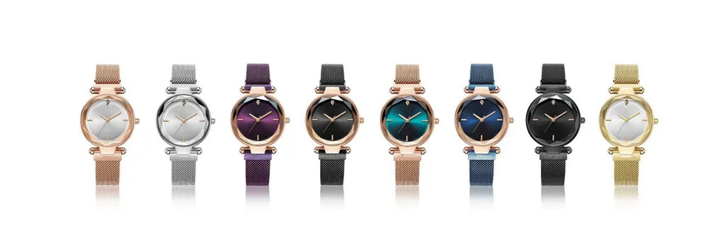 

New Women Watch Ladies Vibrating Network Red Mesh With Trend Quartz Watch Elegant Purple Glass Wristwatches Relogio Feminino