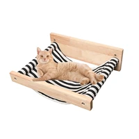 pet furniture cat perch wooden wall mounted cat soft hammock bed kitten wall shelf set scratching climbing post cat tree house