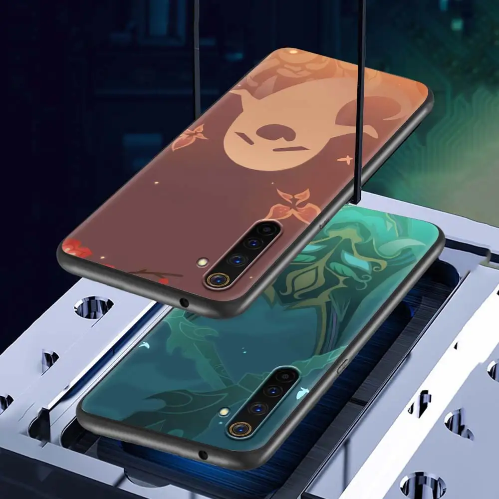 genshin impact icon soft case oppo realme 6 7 c21 c3 xt 8 7i 5 pro a53 a52 a9 2020 a94 a74 5g black silicone phone coque free global shipping