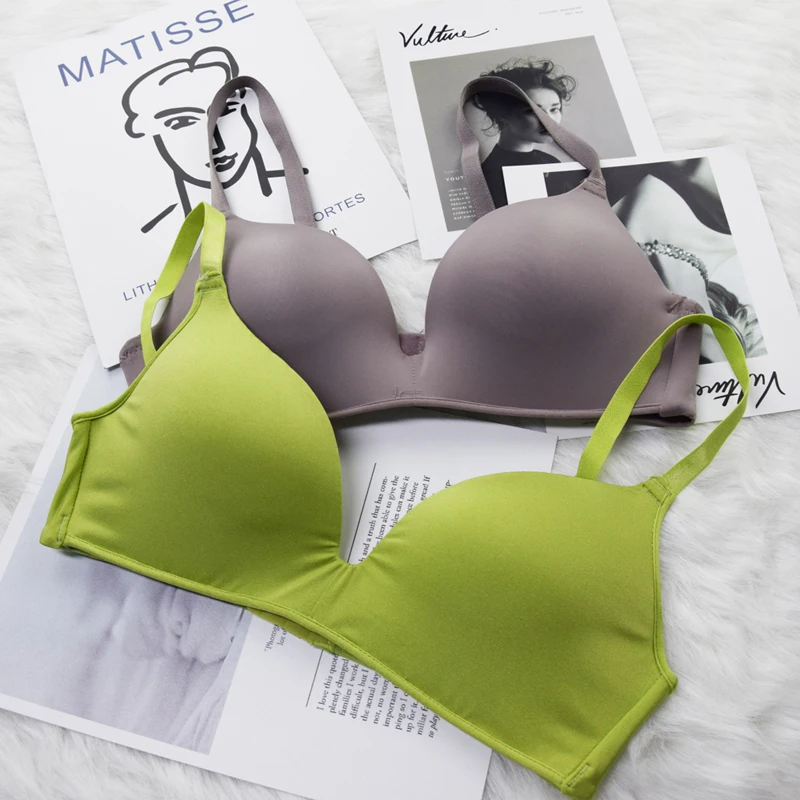 graygreen Женские бюстгальтеры без косточек Brassiere, сексуальные, бесшовные, с глубоким вырезом и удобной посадкой - Цвет: graygreen