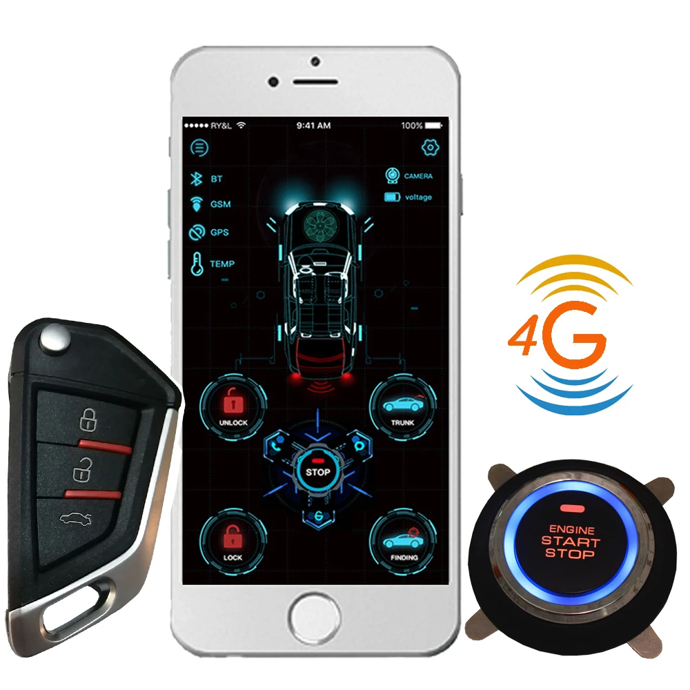 Cardot Лучший 4g gps gsm Смарт Pke БЕСКЛЮЧЕВОЙ вход удаленный стартер двигатель старт стоп Автосигнализация