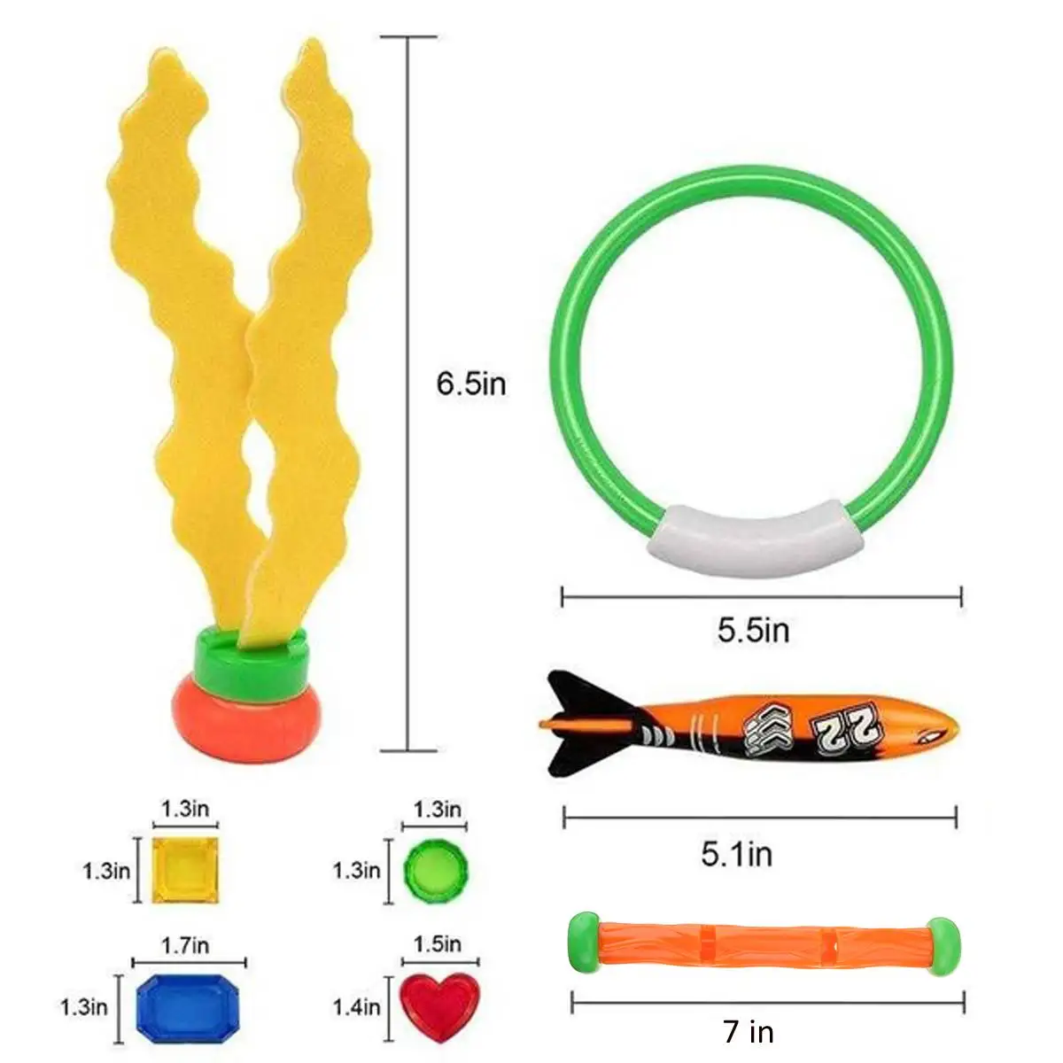 

34PCS Summer Diving Toys Shark Rocket Throwing Toy Funny Swimming Pool Diving Game Toys for Children Dive Training Accessories