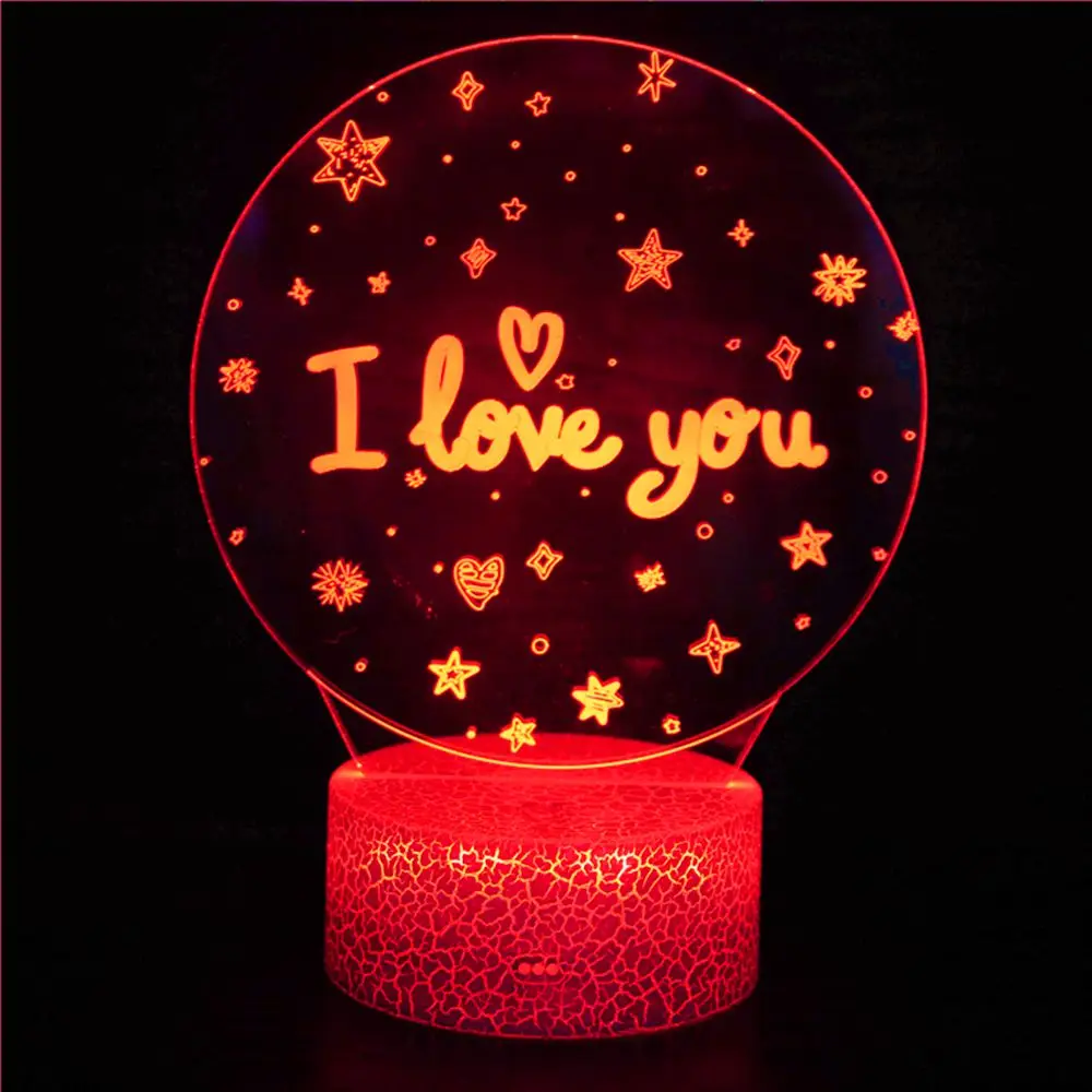 

3D ночник, романтический вечный светильник, розовый акриловый светодиодный настольный светильник на аккумуляторах с USB, украшение на день ро...