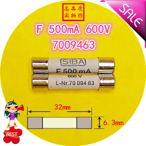 

Fuse F 500 ma 600 v L - Nr. 7009463 70 094 63 6.3 x32 fuse tube