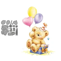 birthday cutting dies for card making cute bear ballon gift stencil diy paper embossing craft die cuts for children happy party