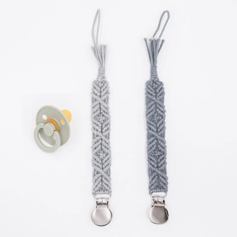 

Handmade Crochet Baby Pacifier Chain Clip Vintage Cotton Yarn Anti-fall Newborn Dummy Pacifier Clip Holder Dropship