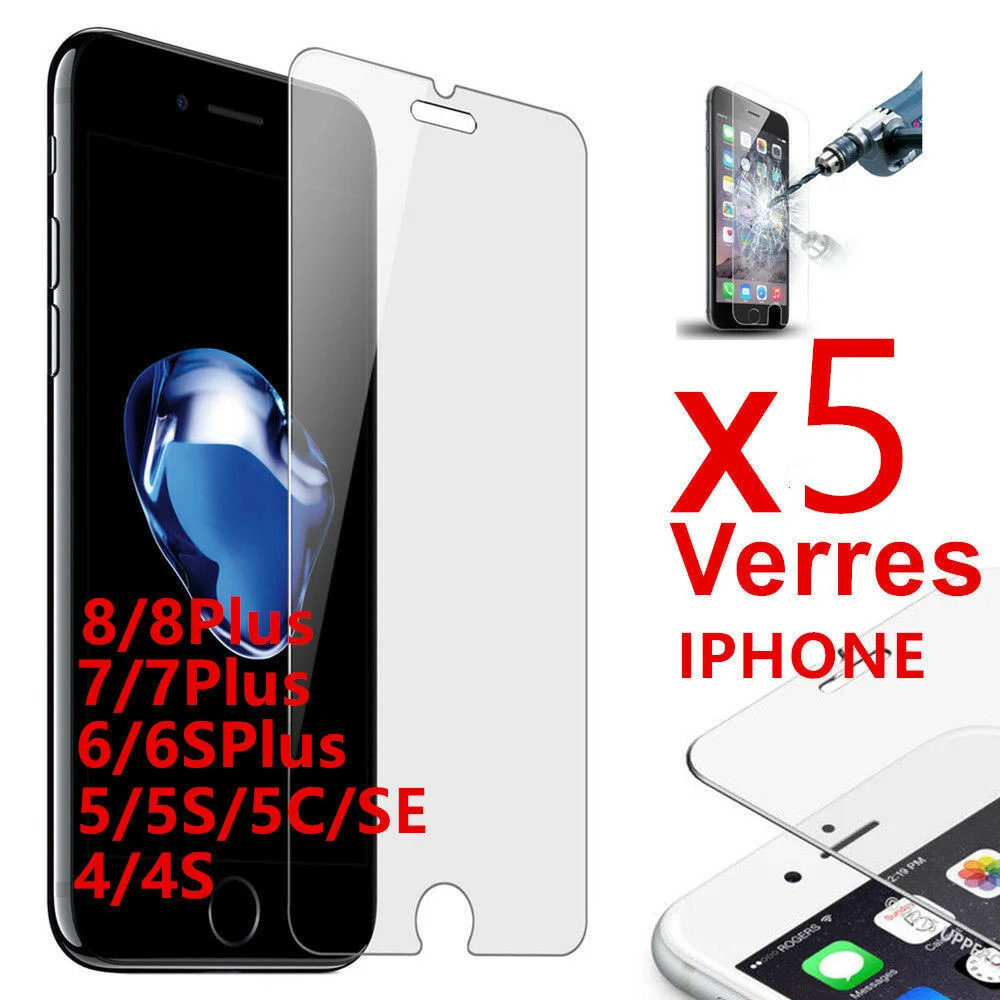 

Vitre Verre Trempe Film Protection Cran For Iphone X/xr/max/8/7/6/5s/se/11/pro/12