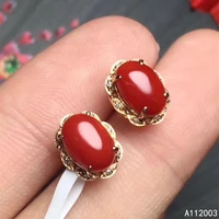 kjjeaxcmy fine jewelry 925 sterling silver inlaid natural red coral female earrings ear studs fashion support detection