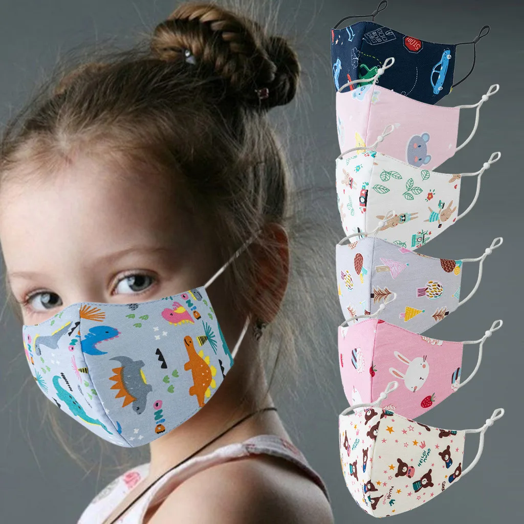 Маска для лица детей хлопковая маска с мультипликационным принтом регулируемая