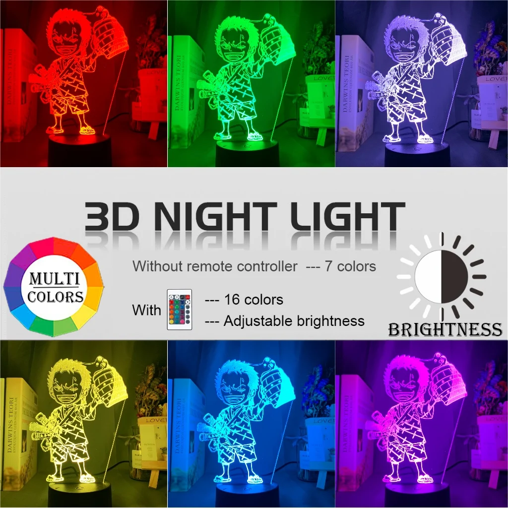 Аниме один предмет СВЕТОДИОДНЫЙ Ночник светильник Roronoa Зоро фигурка для детей