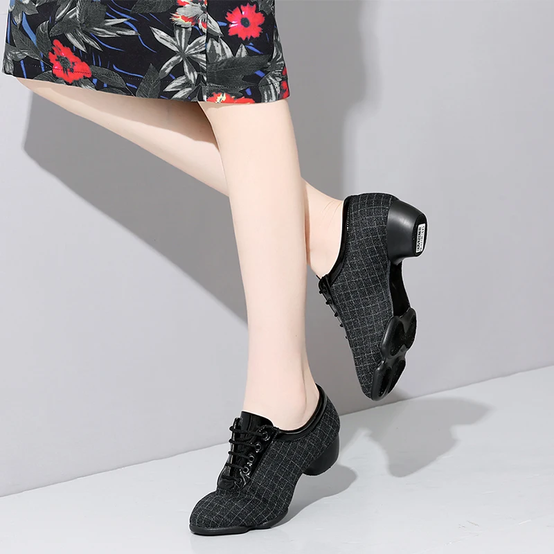 DKZSYIM Women Dance Sneakers Flying Woven Mesh Modern Dancing Shoes For Boys/Men Soft Outfoor Soles Dance Sports Shoes Lace-Up