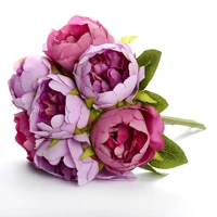 2pcslot 7 heads peony bouquet artificial silk flower wedding bride holding flower home table decoration fake flowers peonies