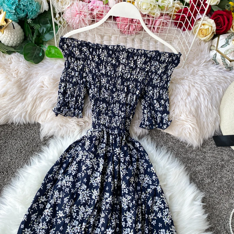 Boho Винтаж 2021 цветочный принт сексуальные платья с открытыми плечами летнее