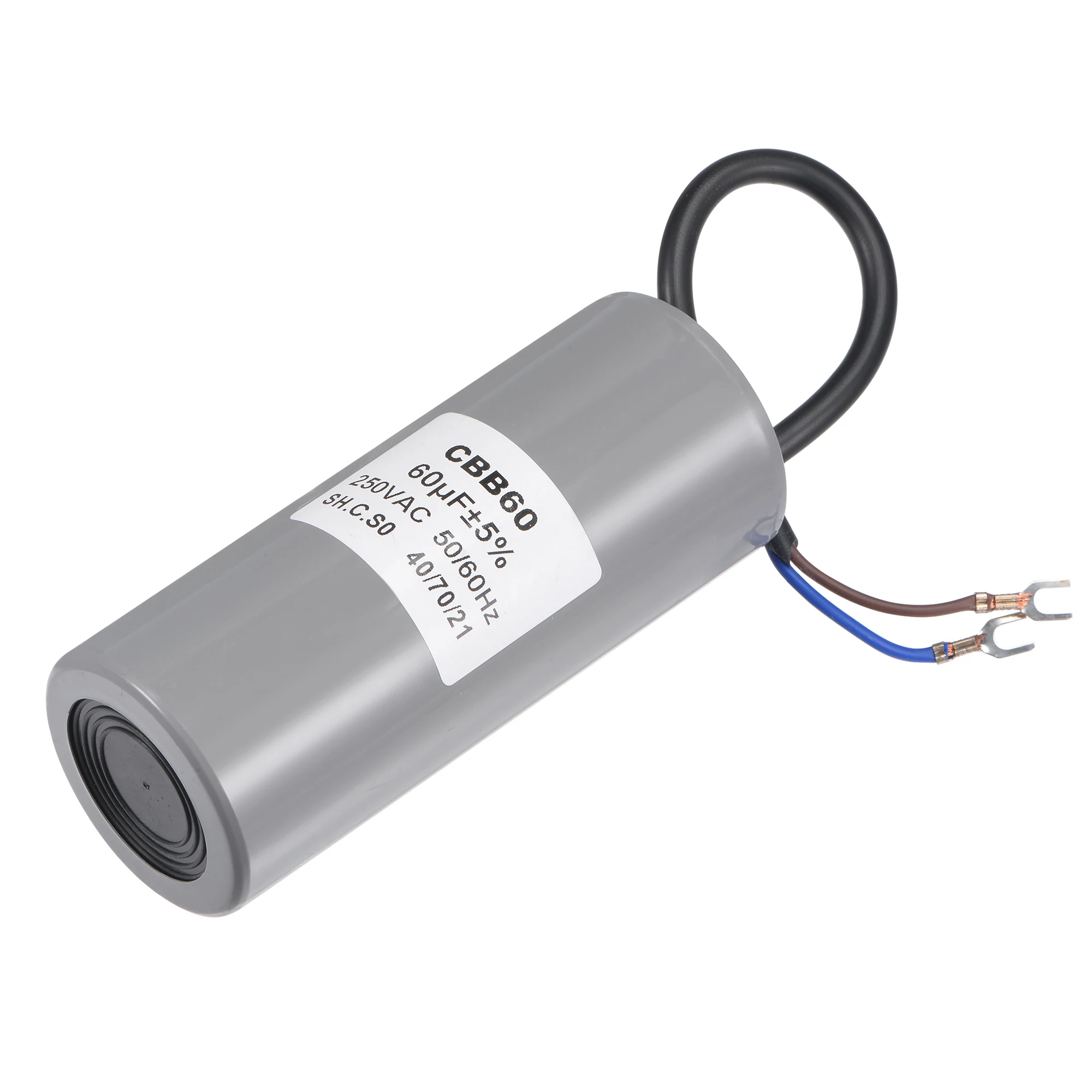 1pcs CBB60 Run Capacitor 60uF 250V AC 2 Wires 50/60Hz Cylinder 124x50mm with Terminal for Air Compressor Water Pump Motor