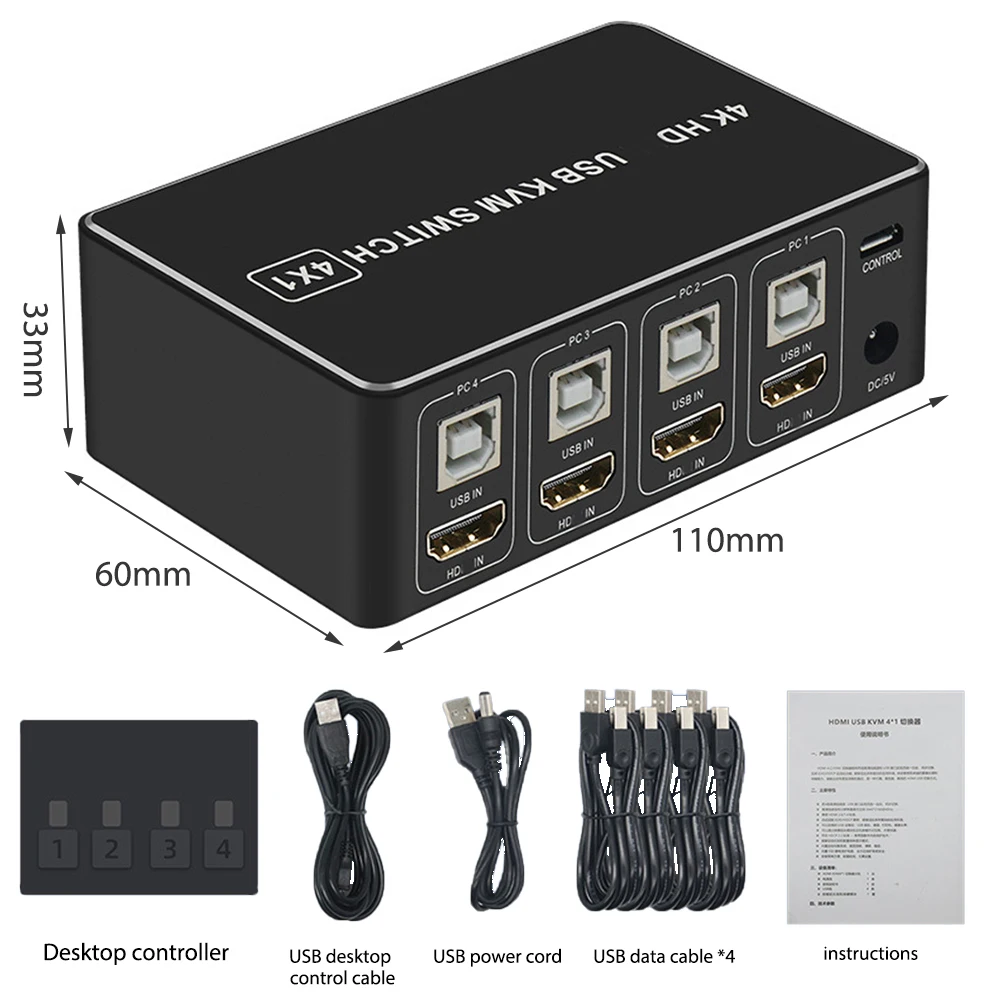 2/4 порта DP/USB КВМ-переключатель 4K 60 Гц 4 В 1 Вывод USB Displayport Box PC Share Monitor Mouse Keyboard Printer Switcher on.